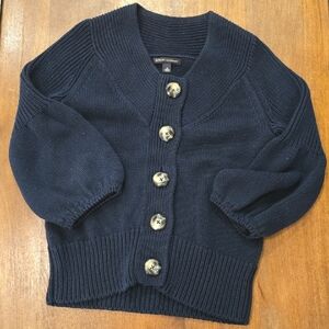 Banana Republic, COTTON/Wool, BALLOON sleeve, NAVY Knit CARDIGAN, M